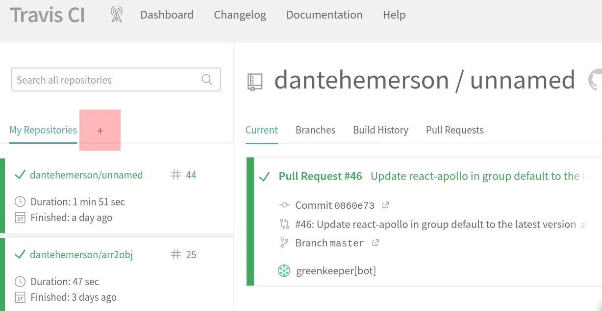Resultados del build en travis-ci.org